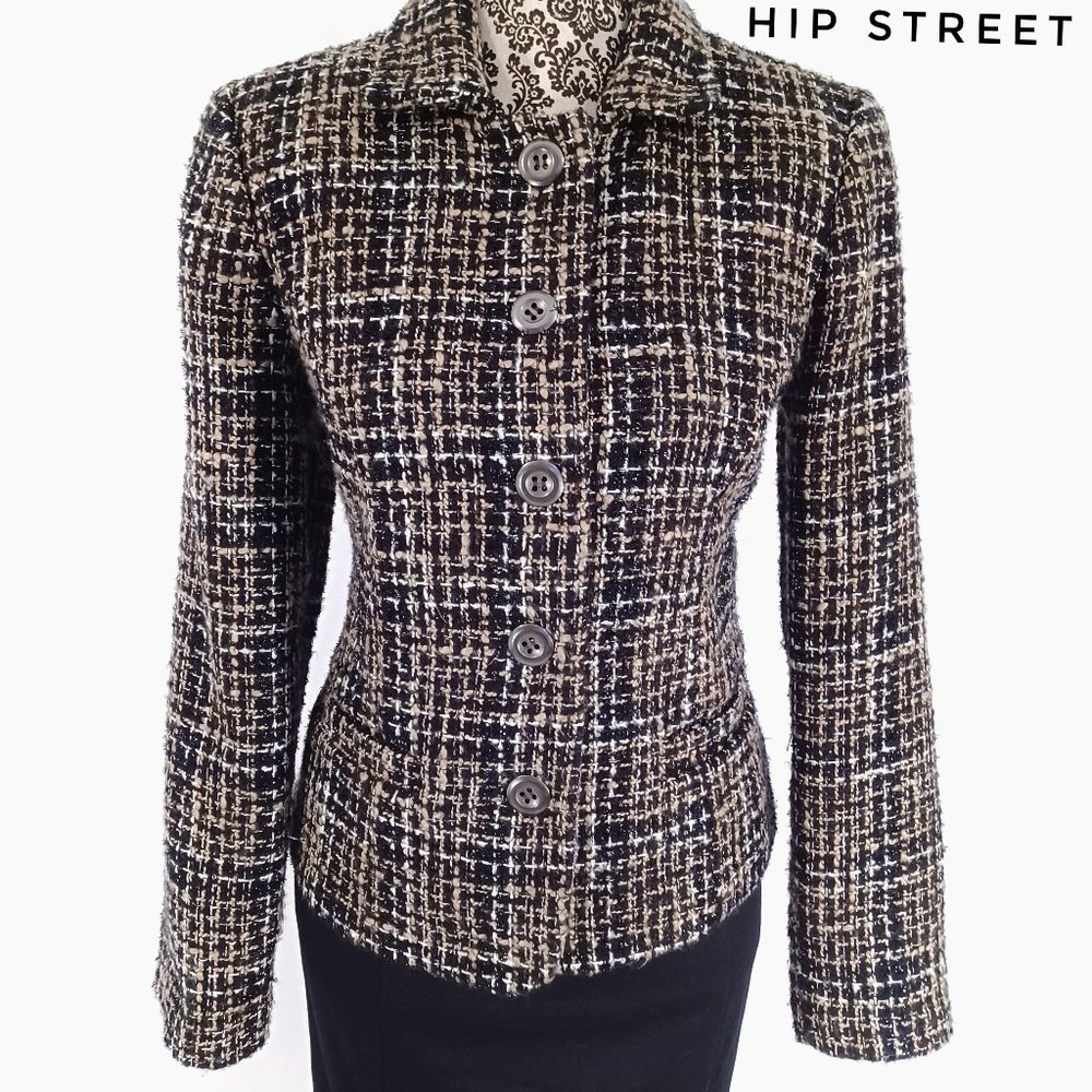 CHRISTOPHER & BANKS Nubby & Sparkle Yarn Jacket Blazer S